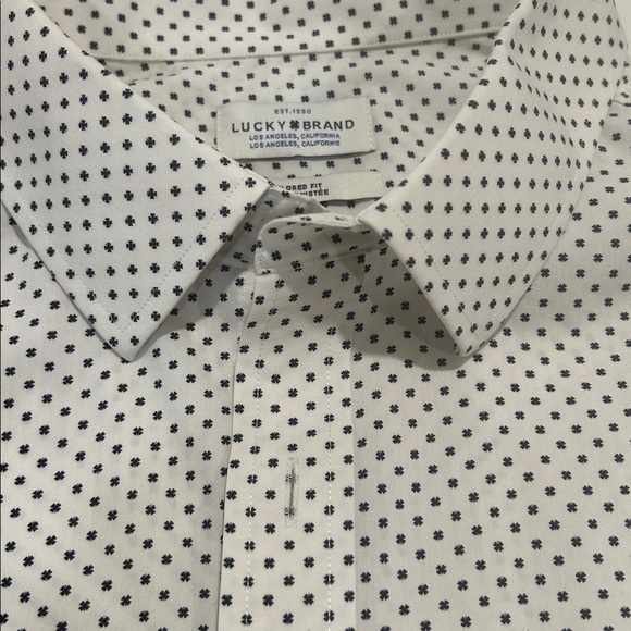 Lucky Brand Tailored Fit White and Black Patterned Shirt Size XL - Picture 3 of 9